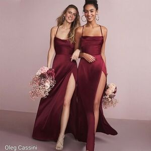 Oleg Cassini Burgundy Satin Bridesmaid / Evening Gown | Size 6